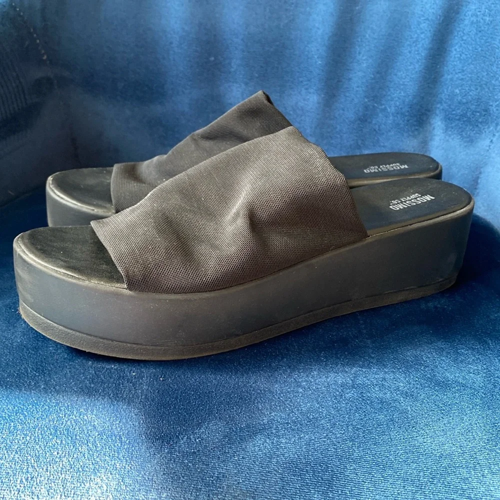 Mossimo 90s Y2K Style Chunky Platform Slinky Slip On Sandals Black Size 9.5